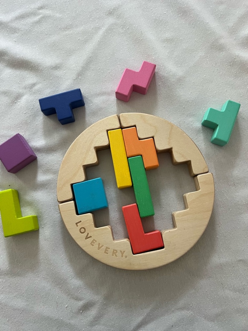 Lovevery Wooden Color Puzzle Ring – Multicolor Toddler Puzzle